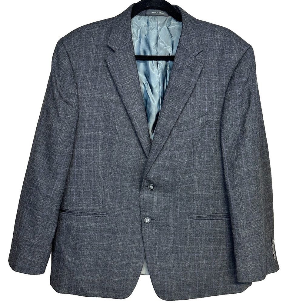 Men's Calvin Klein Gray Plaid Wool Extreme Slim Fit Sport Suit Coat Blazer 46S